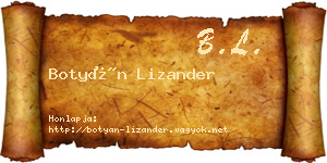 Botyán Lizander névjegykártya